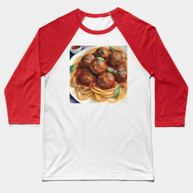 National Spaghetti Day - January 4 - Watercolor Baseball T-Shirt by Oldetimemercan